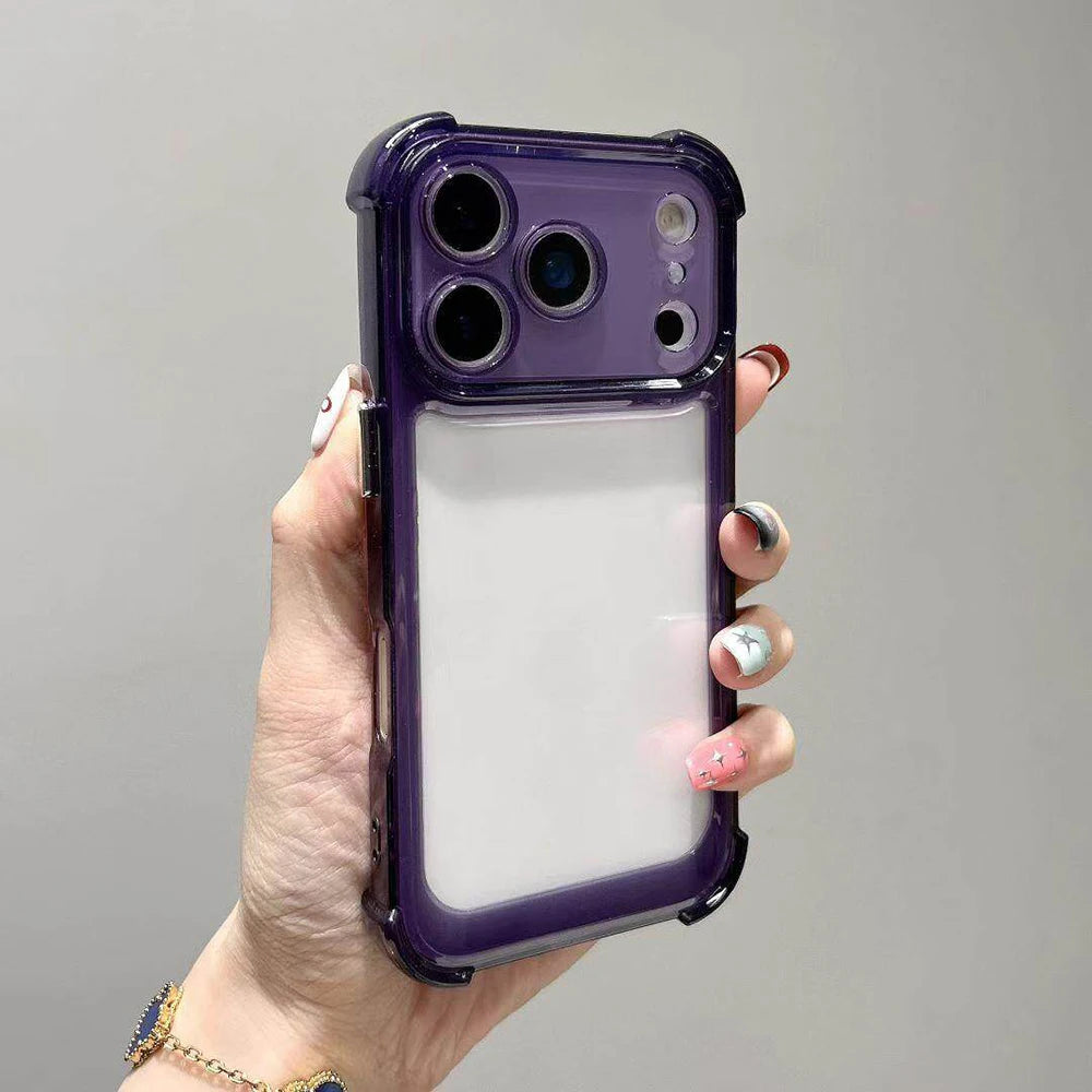 Luxury Hybrid Case For iPhone 17 16 15 14 13 12 11 Pro Max Plus Shockproof Clear Cover with Hard PC Back and Soft Silicone Edge