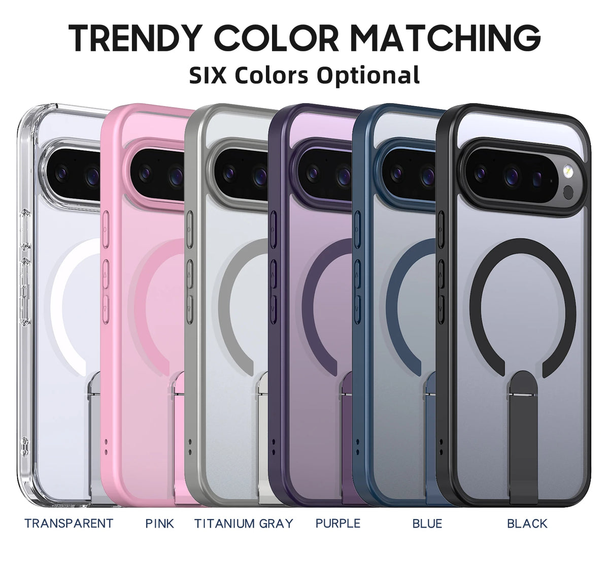 Luxury High Transparent Case For Google Pixel 11 10 9 Pro XL 5G 9A 10A Magnetic Wireless Charging With Holder Shockproof Cover