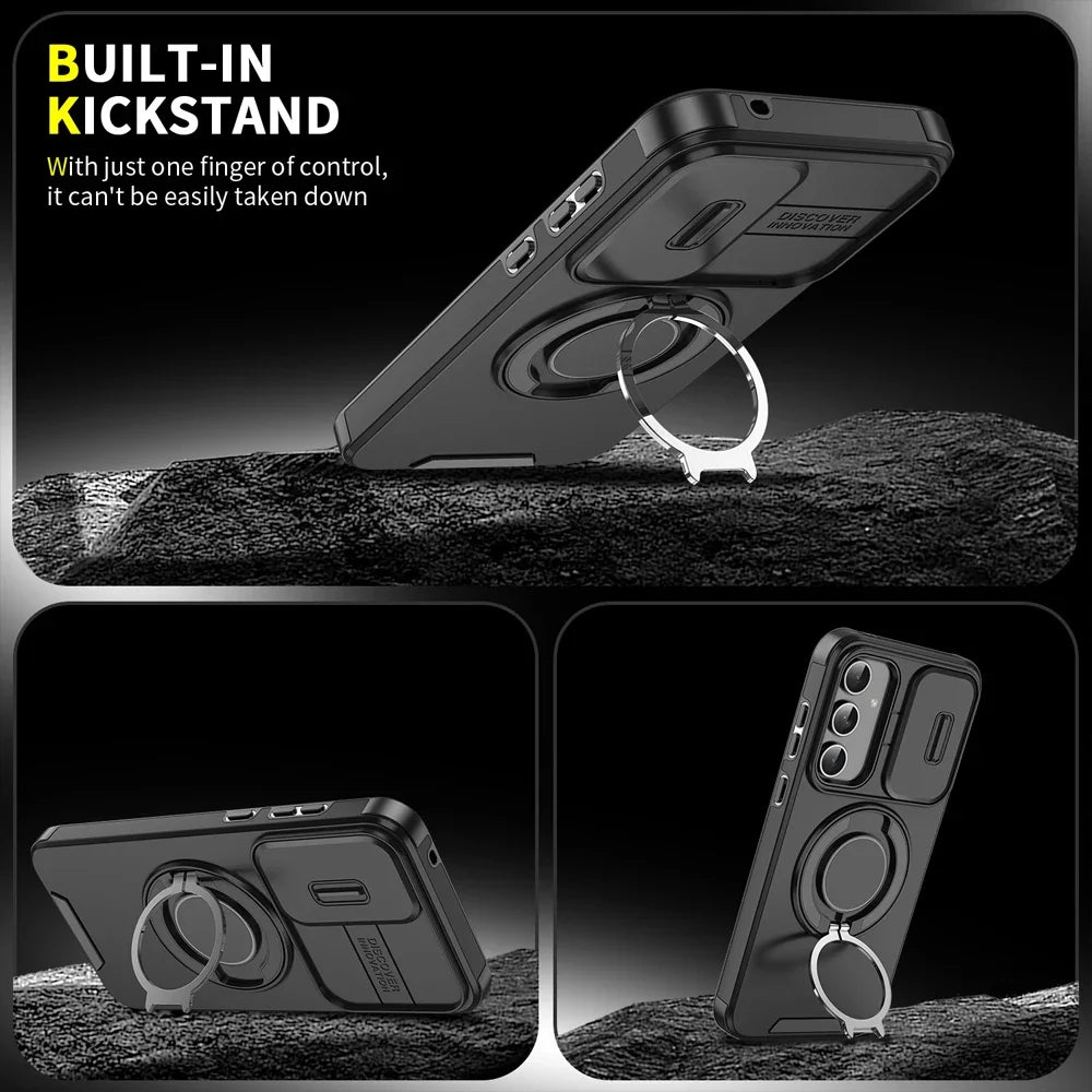 Case For Samsung Galaxy S26 S25 S24 S23 S22 S21 Ultra Plus S25 Edge S25FE S24FE Slide Camera Protect Magnetic holder Armor Cover