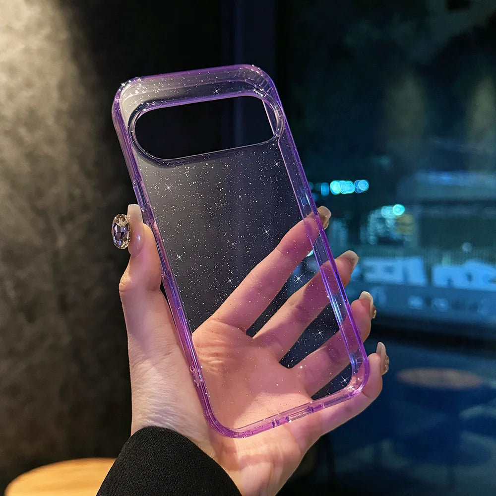 Clear Star Glitter Case For Google Pixel 11 10 9 Pro XL 10A Antibacterial Self-Healing Shockproof Scratch Resistant Bling Cover.