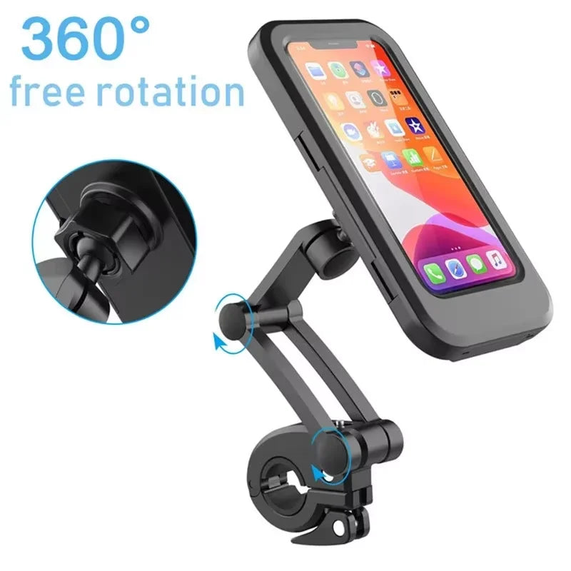 Motorcycle Bike Mobile Phone Holder Support Universal Bicycle 360° Swivel Adjustable Waterproof GPS Motorcycle Cellphone Holder