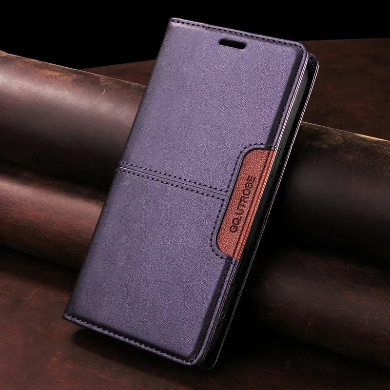 Leather Magnetic Flip Case for iPhone 16 17 15 14 13 12 11 Pro Max 17E 16E Air XR XS Max 7 8 Plus SE 2022 Wallet Slot Phone Case