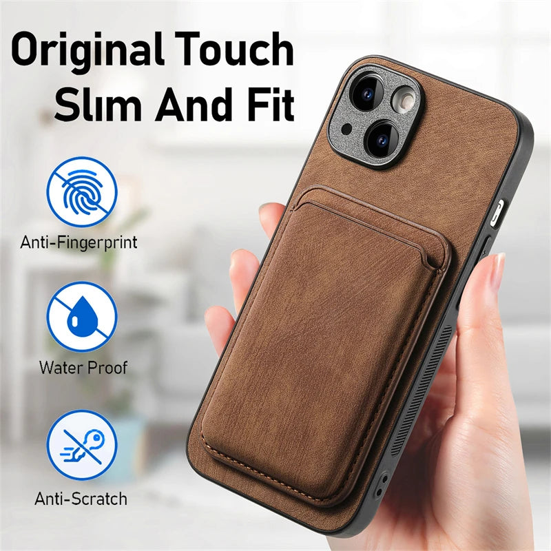 2 in 1 Detachable Magnetic Card Slot Phone Case For iPhone 16 15 14 13 12 11 Pro Max Plus Mini 16E Luxury Leather Wallet Cover
