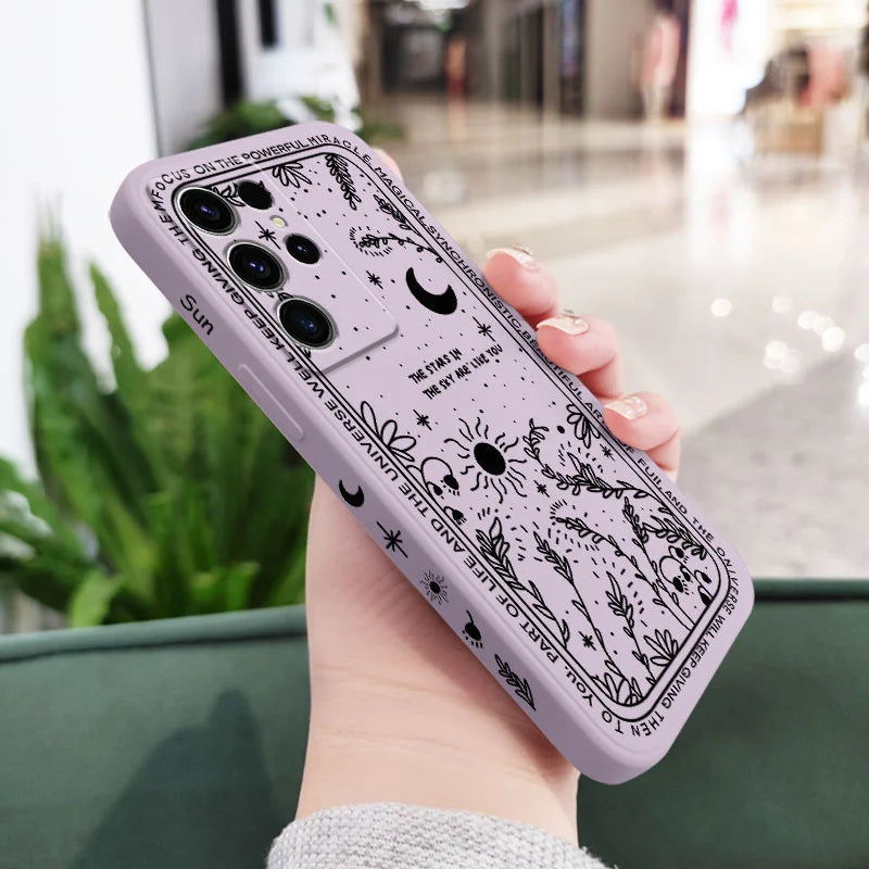 Moon Snowflake Phone Case For Samsung Galaxy S25FE S24 S23 S22 S21 S20 S10 S10E Ultra Plus FE Note 20 Ultra 10 Plus Cover