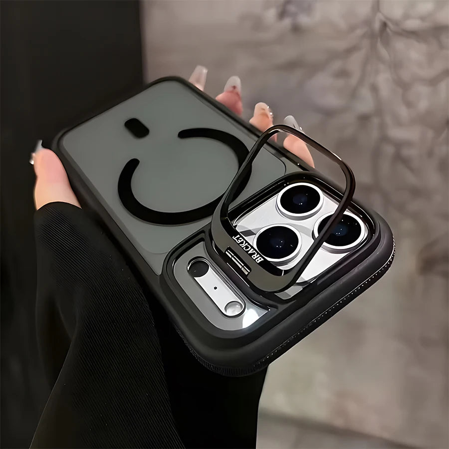 Anti-Slip Magnetic Bracket Phone Case | Compatible with iPhone 17,16,15,14,13,12,11/Pro/Pro Max/Air/Plus and Galaxy S22,S23,S24,S25,S26 Ultra/FE/Plus Series | All-in-One Design with Wireless Charging + Shockproof + Built-in S