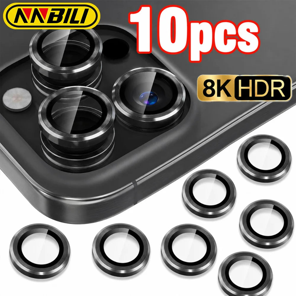 NNBILI 10pcs Black Color Ultra HD Full Cover Camera Lens Protector for iPhone 18 17 16 15 14 13 12 11 Pro Max 14 15 16 Plus 18