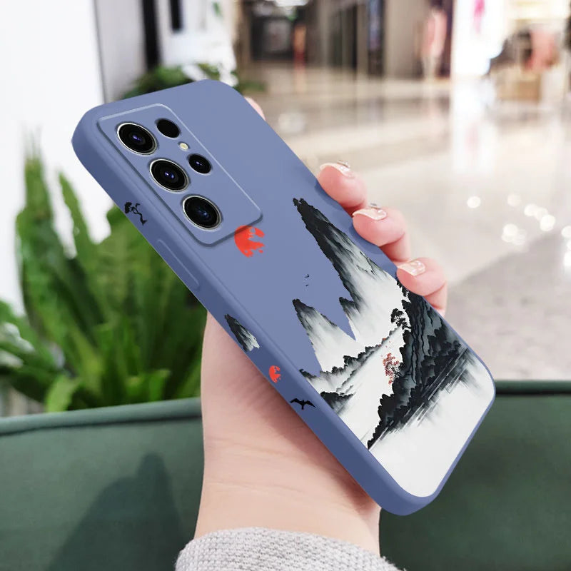 Sunset Red Phone Case For Samsung Galaxy S25FE S24 S23 S22 S21 S20 S10 S10E S9 Ultra Plus FE Note 20 Ultra 10 9 Plus Cover