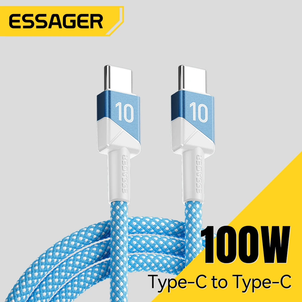 ESSAGER 100W 7A USB C to USB C Cable Fast Charging Wire for iPhone 17/16/15/14 pro Max MacBook iPad Laptop -Football Team Colors
