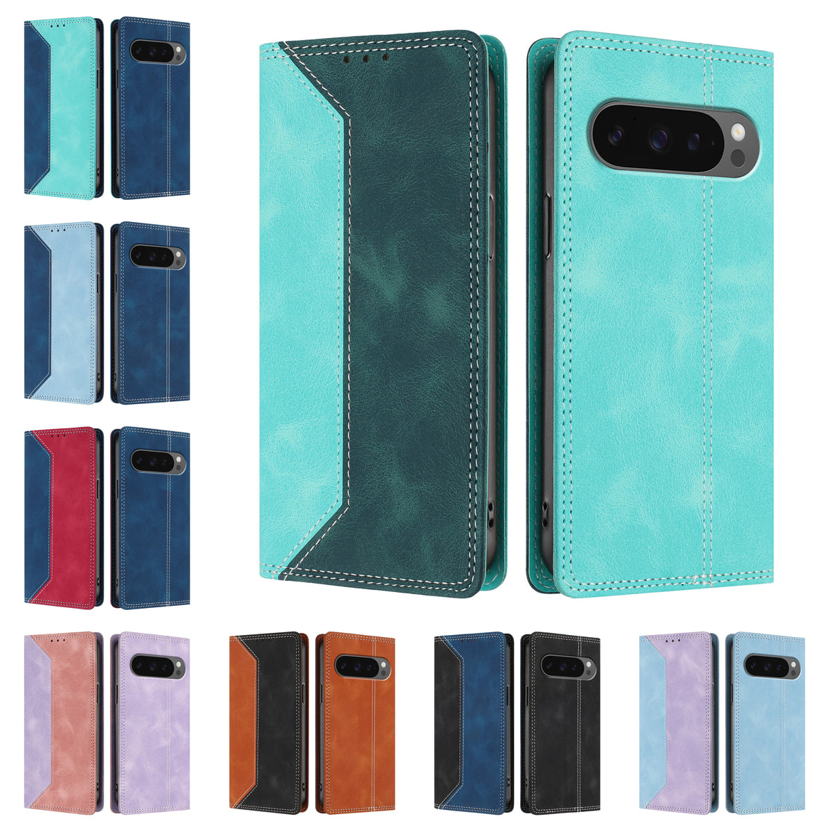 Magnetic Leather Wallet Case for Google Pixel 10 9 9A 8 8A 7 7A 6 6A 5 5A 4A 5G Pro XL Flip Phone Cover Rfid Blocking Shockproof