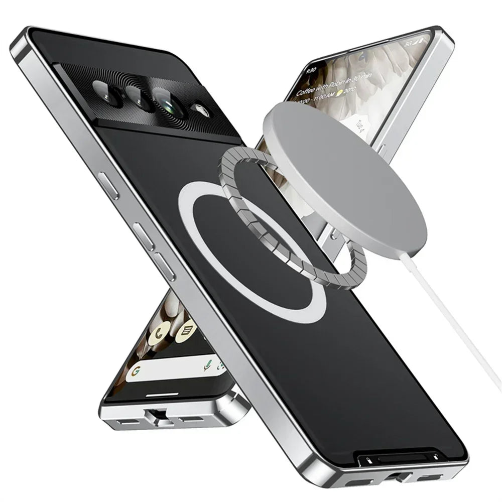 Shockproof Metal Armor Case For Google Pixel 7 8 9 Pro XL Case Magsafe Aluminum Frame Matte PC Cover For Google Pixel 7A 8A Case