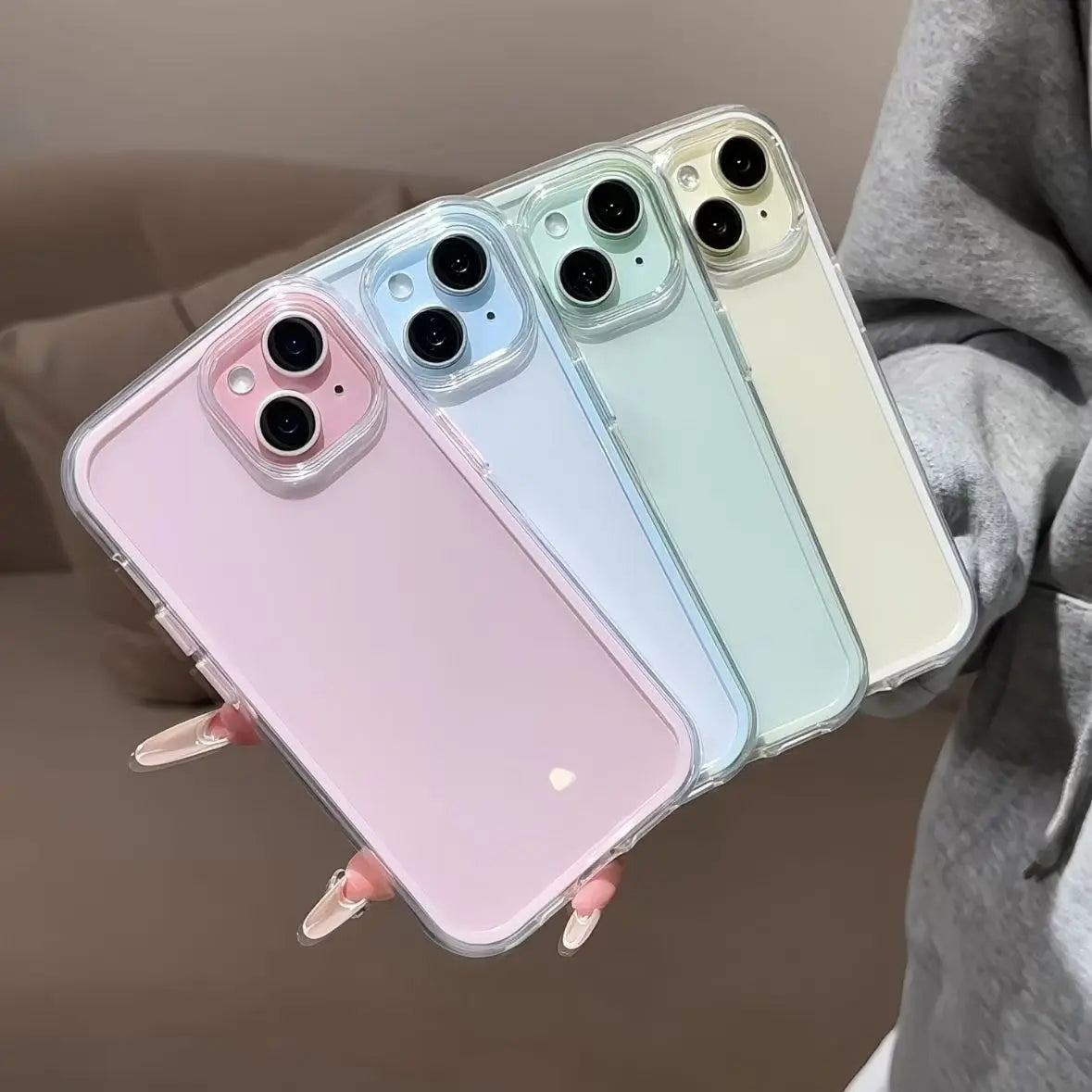 Luxury Candy Color Frame Clear Back Phone Case For iPhone 18 17 16 15 14 13 12 Pro Max 11 16PLUS Acrylic Shockproof Bumper Cover