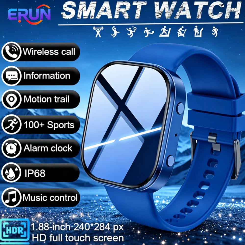 Smart Watch With Wireless Calling, 1.88 TFT Display, Multiple Sports Modes, Call and Message Notifications, AI Voice Control, Sleep & Music Monitoring, Remote Camera, Alarm Clock, Calculator, USB Rechargeable Lithium Polymer