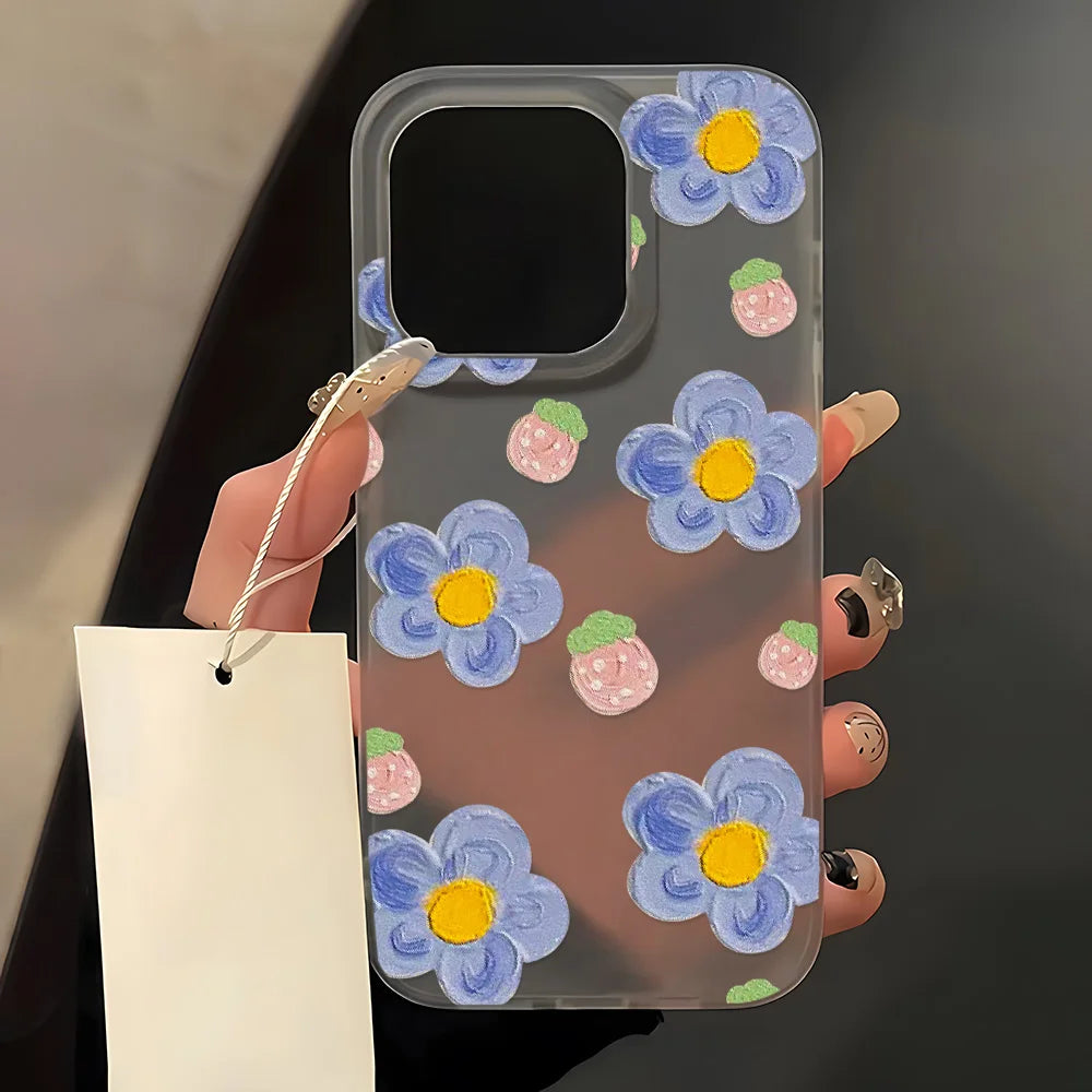INS Flower Soft Phone Case for iPhone 17 Pro Max Case iPhone 16 13 12 Mini 14 11 15 Pro Max Plus Silicone Shockproof Back Cover