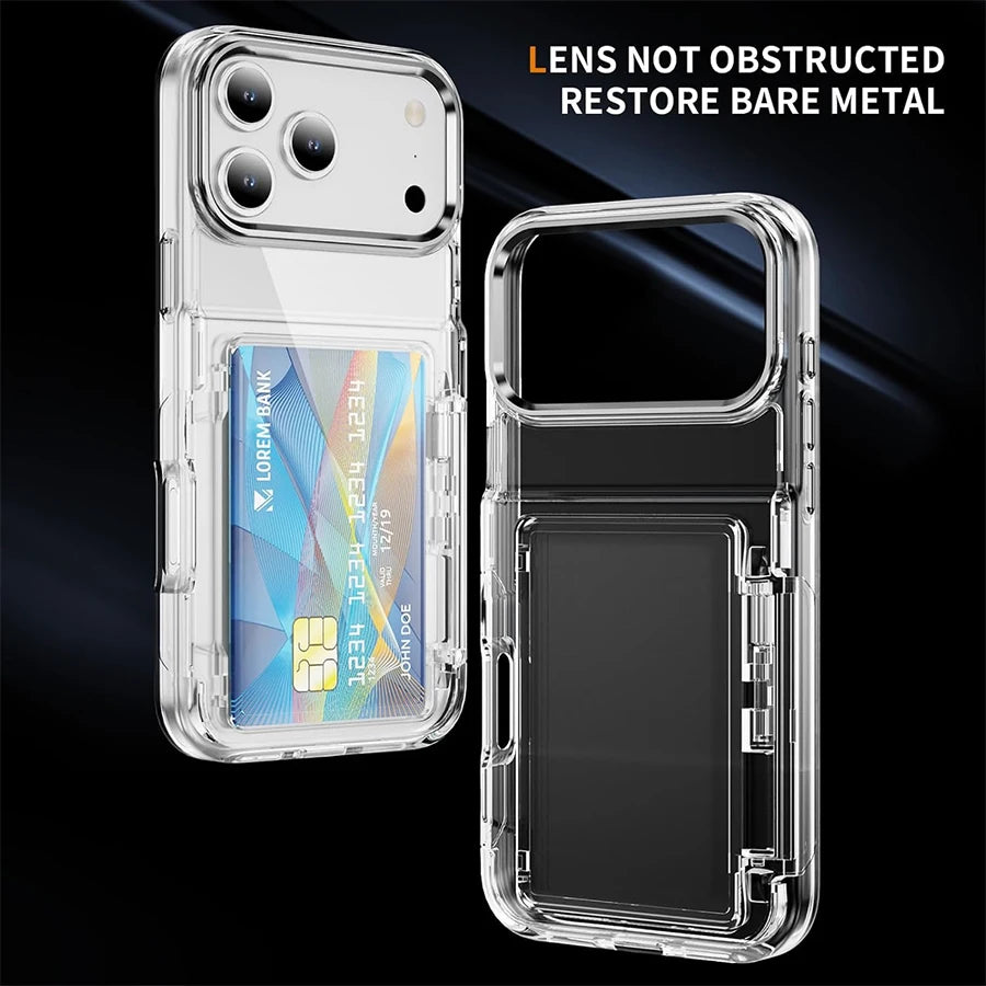 Clear Card Slot Phone Case - Soft Protective Wallet Case with Bank Card Sleeve for iPhone 18,17,16,15,14,13,12,11,XR/Air/Plus/Pro/Pro Max Series, With Full-Body Double Protection.