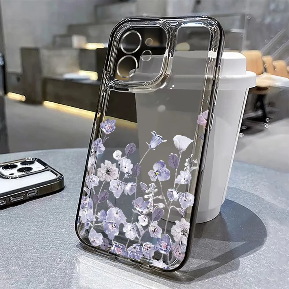 Flower Phone Case For iPhone 17 16 18 13 11 14 12 15 Pro Max Air 16e 7 Plus SE Shockproof Transparent Cover Silicone Soft Funda