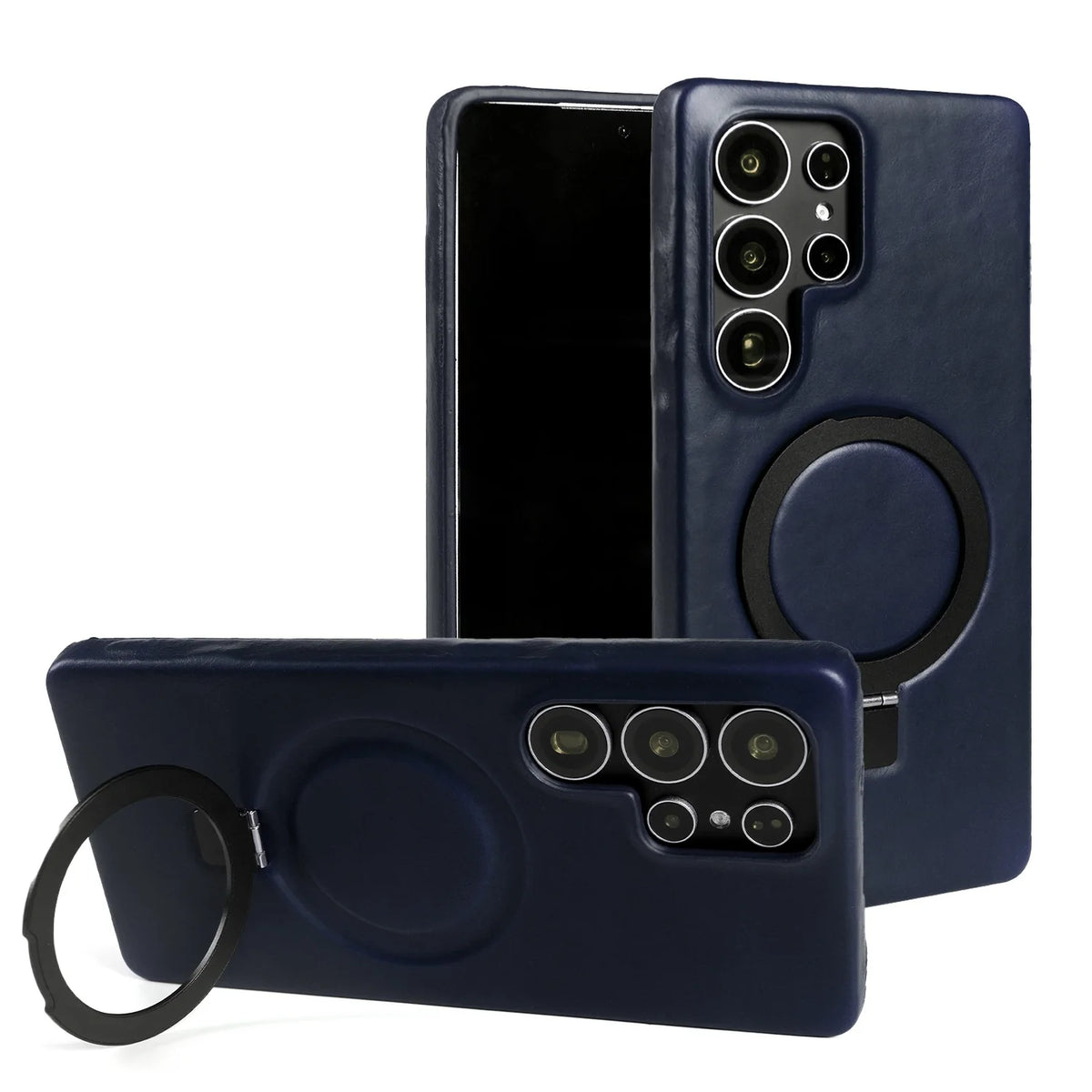 Luxury Magnetic Ring Genuine Leather Case for Samsung Galaxy S26 Ultra S24 S25edg S23 S22 S21 S20 S23 Stand Bracket Phone Cases