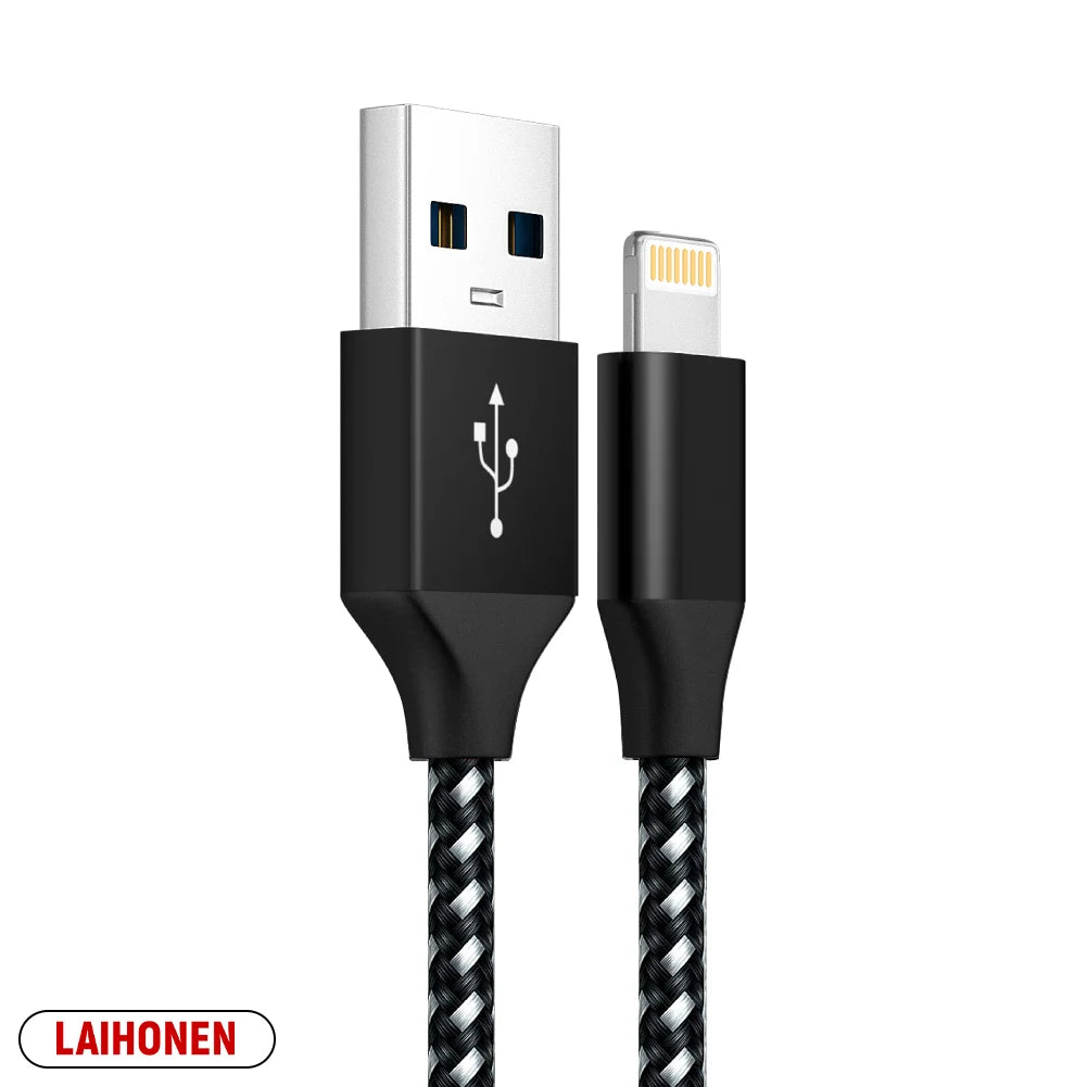1m 2m 3m Fast Charging USB Cable for iPhone 11 12 13 14 Pro XS Max XR X 6S 7 8 Plus SE Nylon Braided Wire USB Charger Data Cable