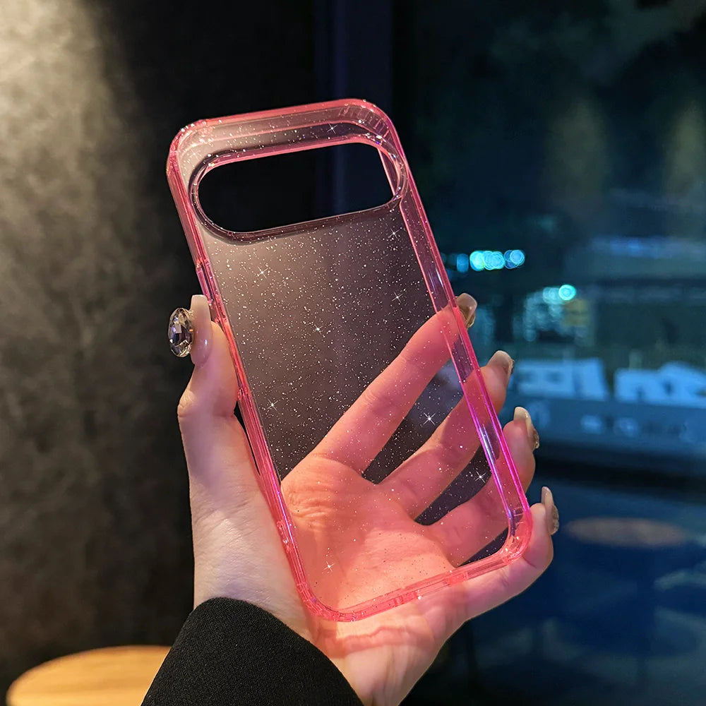 Clear Star Glitter Case For Google Pixel 11 10 9 Pro XL 10A Antibacterial Self-Healing Shockproof Scratch Resistant Bling Cover.