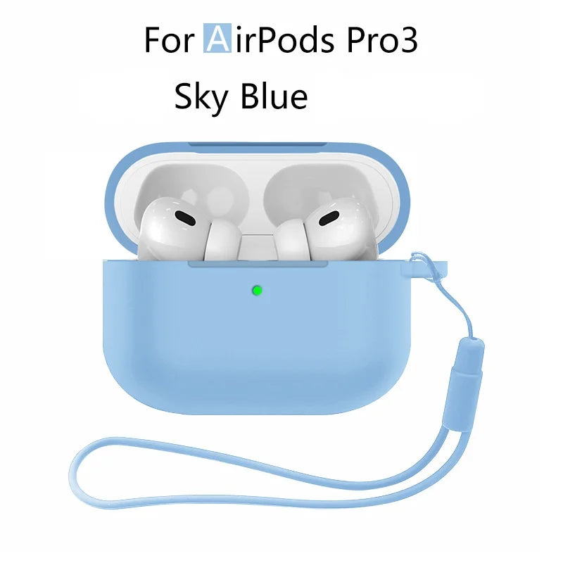for AirPods Pro 3 2025 New Case Full Protective Soft Silicone Shockproof Case with Keychain for AirPods Pro 3 Case for Men Women