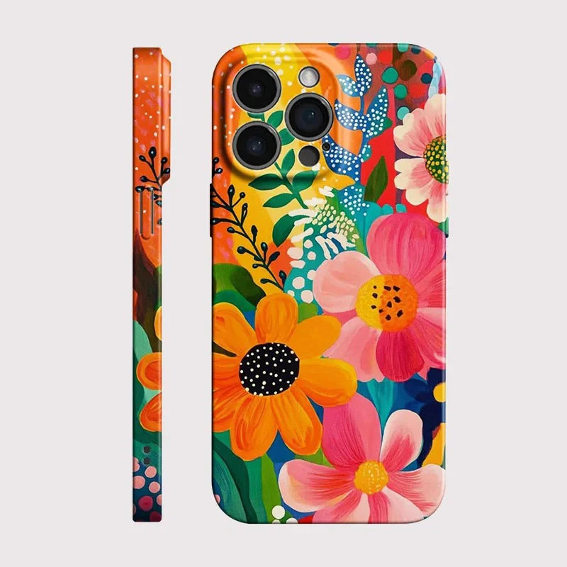 Coloful Full Cover Phone Case For iPhone 17 16 15 14 13 12 11 Pro Max Air 16ePlus XS Max X XR INS Flower Hard PC Bumper Case