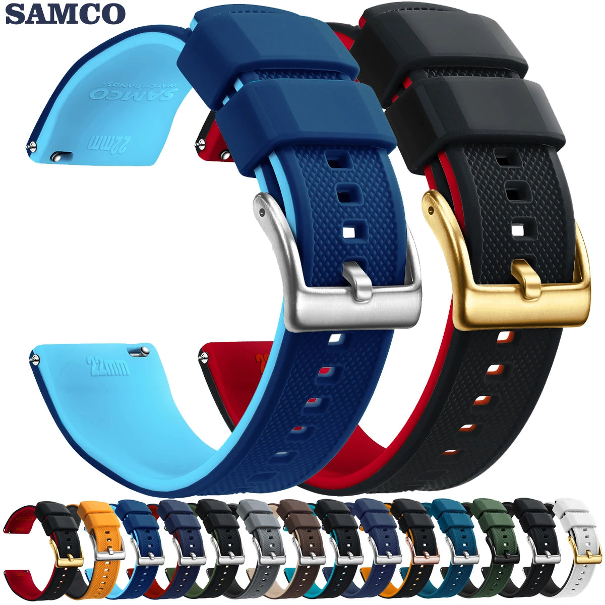 Quick Release Rubber Watch Strap Silicone Watch Band 18mm 20mm 22mm Huawei ,Samsung Galaxy, Garmin, Watch Replacement Watchband