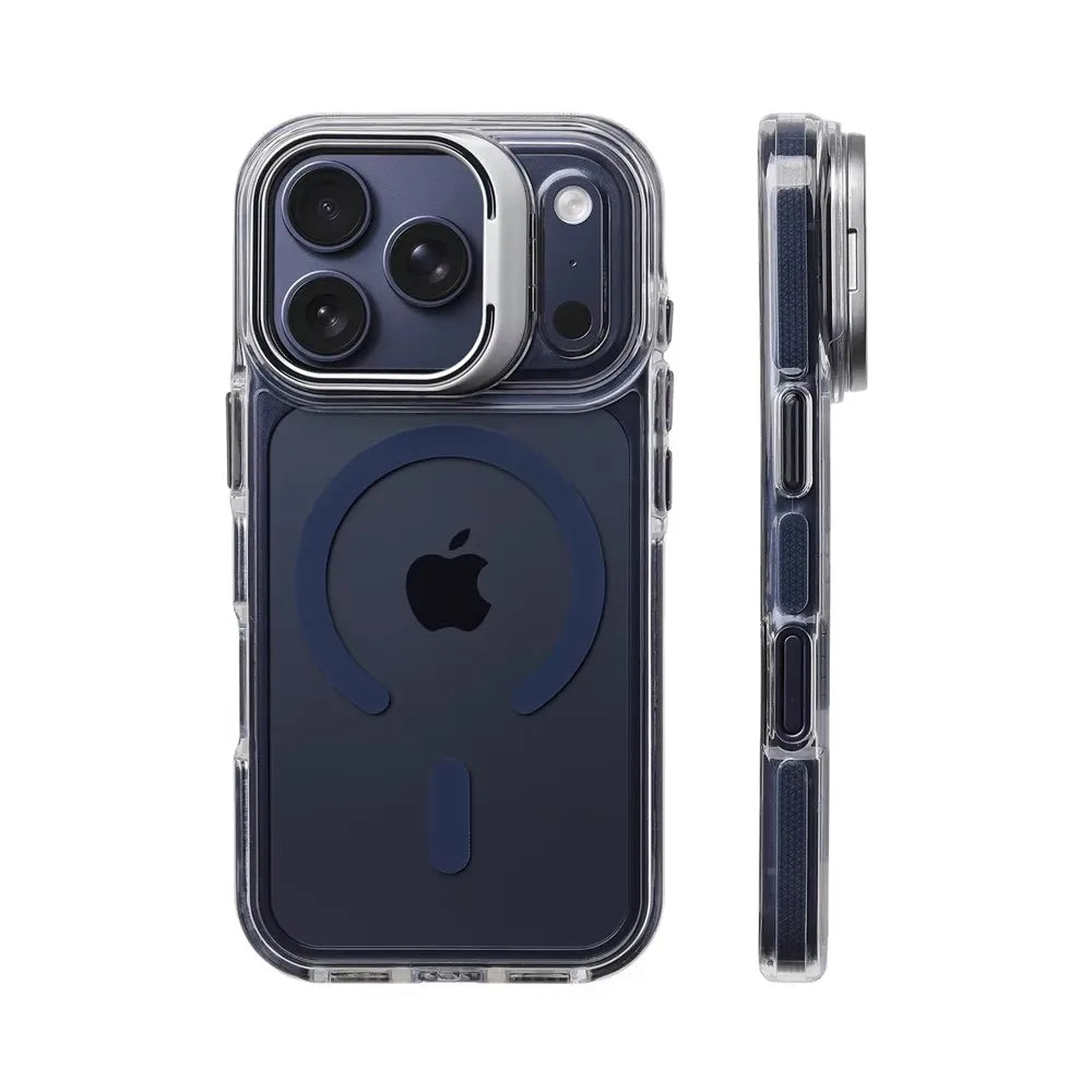 For MagSafe Clear Kickstand Case for iPhone 18 17Pro Max 17Air 16 15 14 13 12 Magnetic Shockproof Transparent Camera Stand Cover