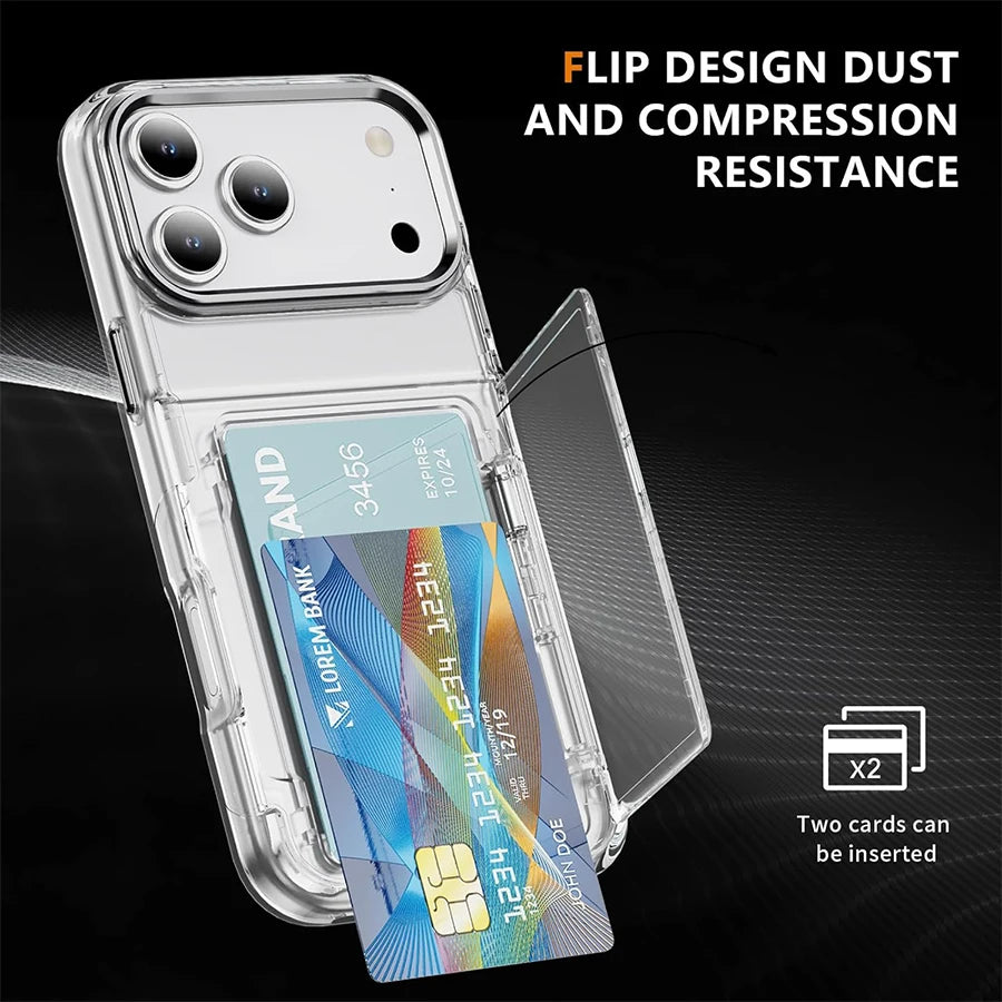 Clear Card Slot Phone Case - Soft Protective Wallet Case with Bank Card Sleeve for iPhone 18,17,16,15,14,13,12,11,XR/Air/Plus/Pro/Pro Max Series, With Full-Body Double Protection.