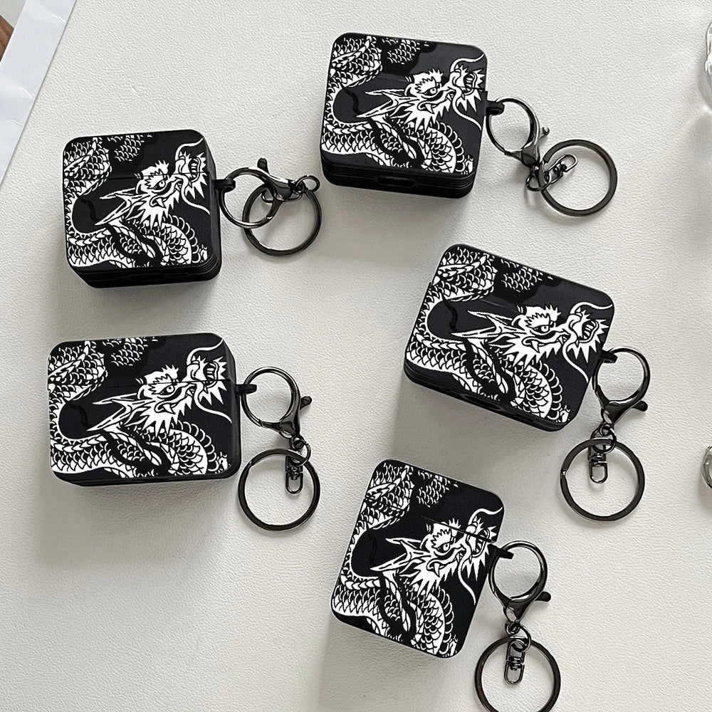 Black Dragon Design Earphone Cases for Airpods Pro3/Pro2/Pro For Apple Bluetooth Headset Case Protective Cover Airpods 1/2/3/4