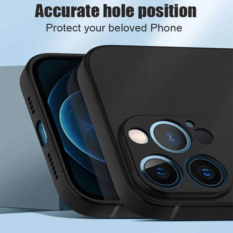 Luxury Black Silicone Matte Phone Case For iPhone SE 2020 2022 16E 16 15 14 13 12 11 Pro Max Plus 13Mini Back Cover Soft Case