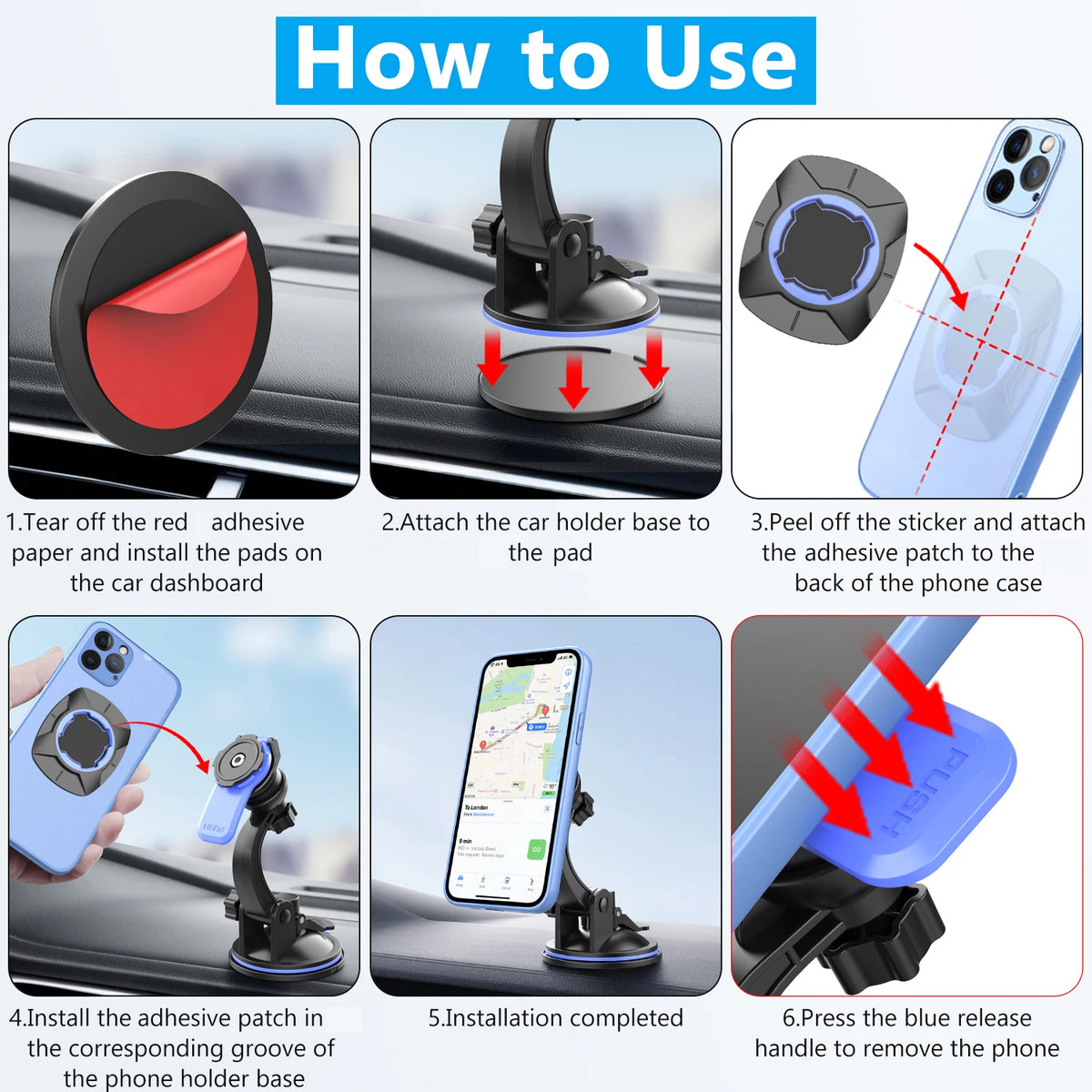 Phone Holders For Your Car Cell Phone Mount for Car Dashboard Windshield Mount Truck Stand Universal Phone Holder 360°rotatable