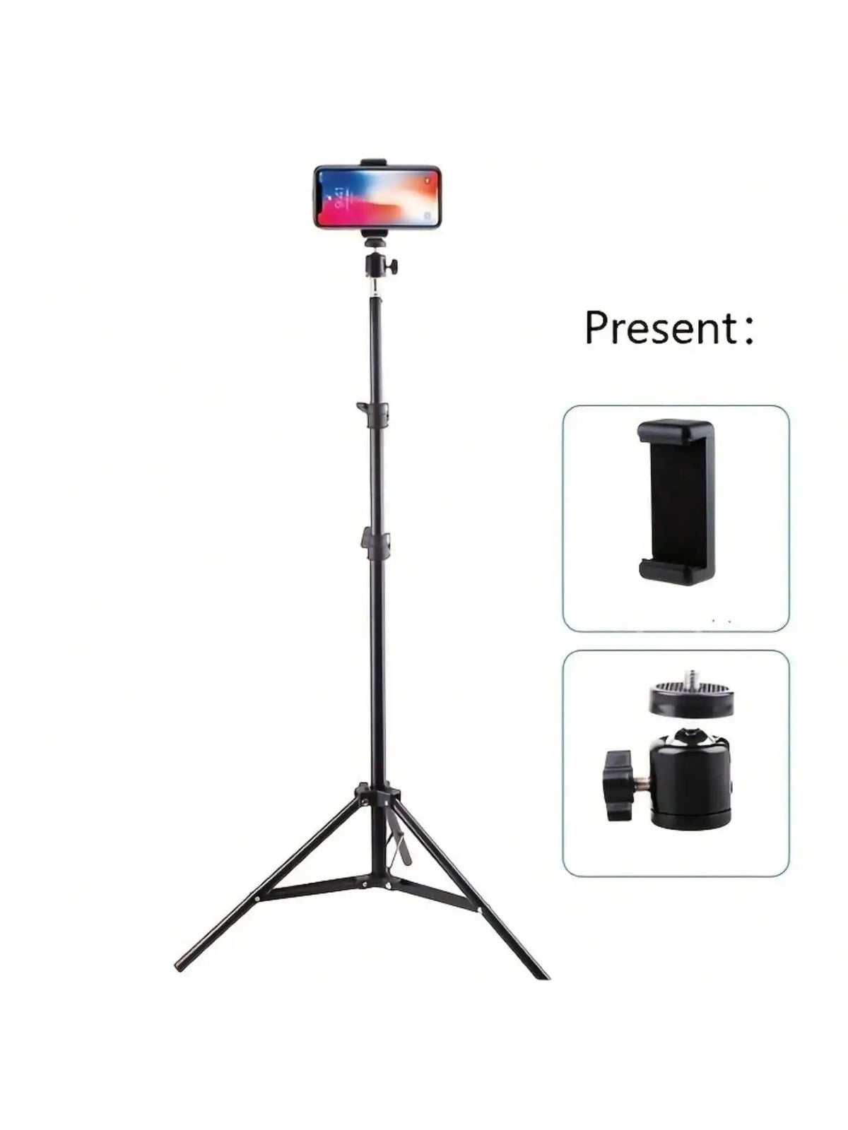 1pc 63-inch With Foldable Tripod & Phone Holder Clip 160.02 Cm Multifunctional Tripod, Tripod For Phone And Camera