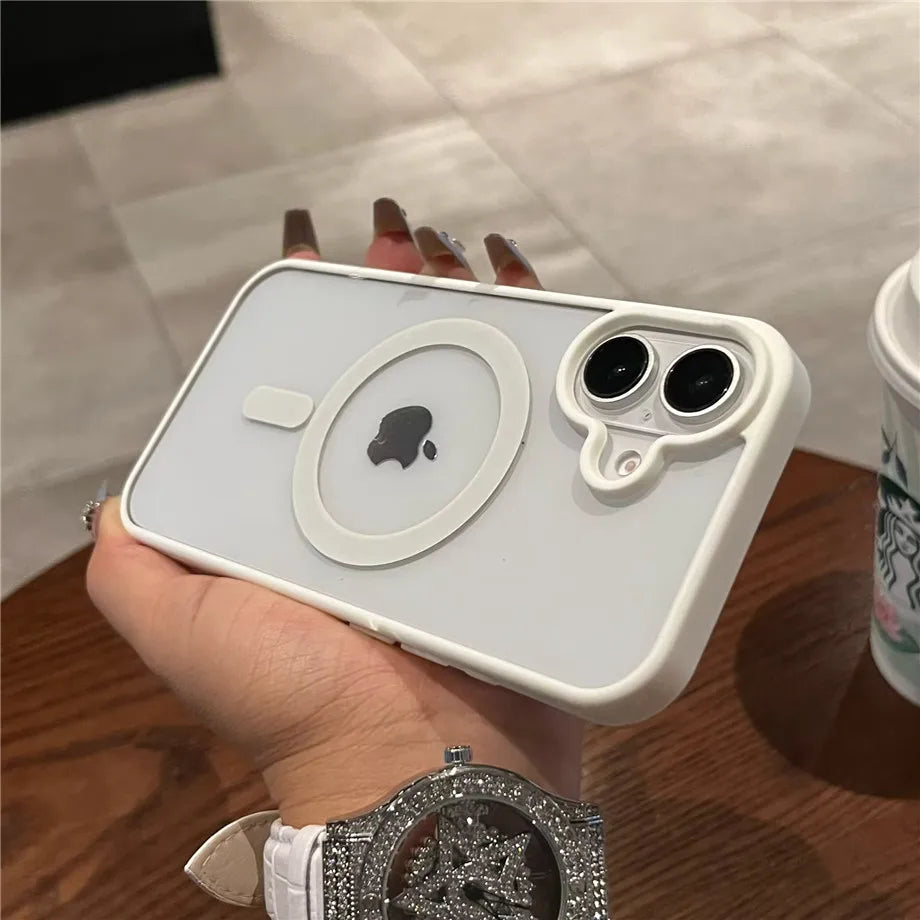 Luxury For Magsafe Transparent Case For iPhone 11 12 13 14 15 16 17 Pro Max Mini Plus Magnetic Wireless Charge Bumper Case Cover