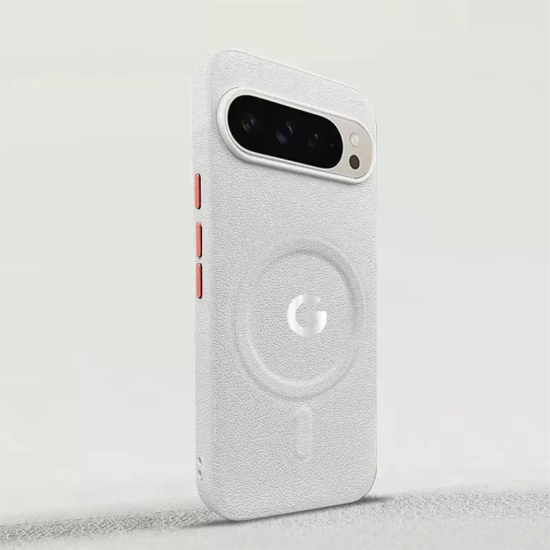 Business Litchi Texture Leather Wireless Charging Case For Google Pixel 10 9 A Pro XL Metal Buttons Anti-Drop Protect Back Cover