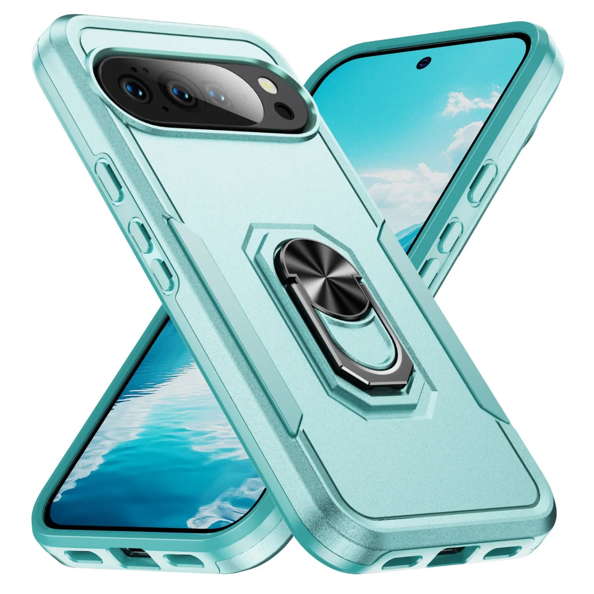 Hybrid Heavy-Duty Phone Case for Google Pixel 10 9 Pro XL 8A 7A 6A 6 7 8 Pro Rugged Matte Magnetic Ring Stand Shockproof Cover