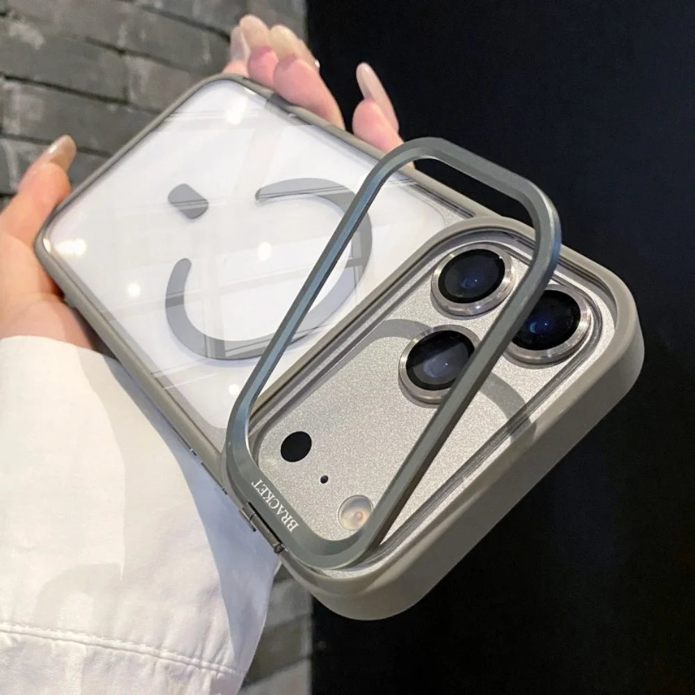 Magnetic Clear Phone Case for Apple iPhone 17 Air 16 15 14 Plus 13 12 11 Pro Max Transparent Camera Kickstand Protective Cover