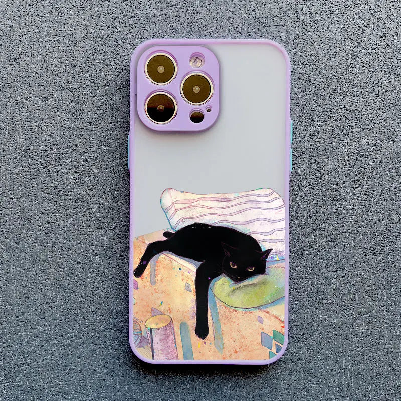 Funny Cat Daily Life Phone Case For iPhone 16 17 Pro Max Cases 11 12 14 Pro Max Mini 13 15 Plus XR Shockproof Back Covers