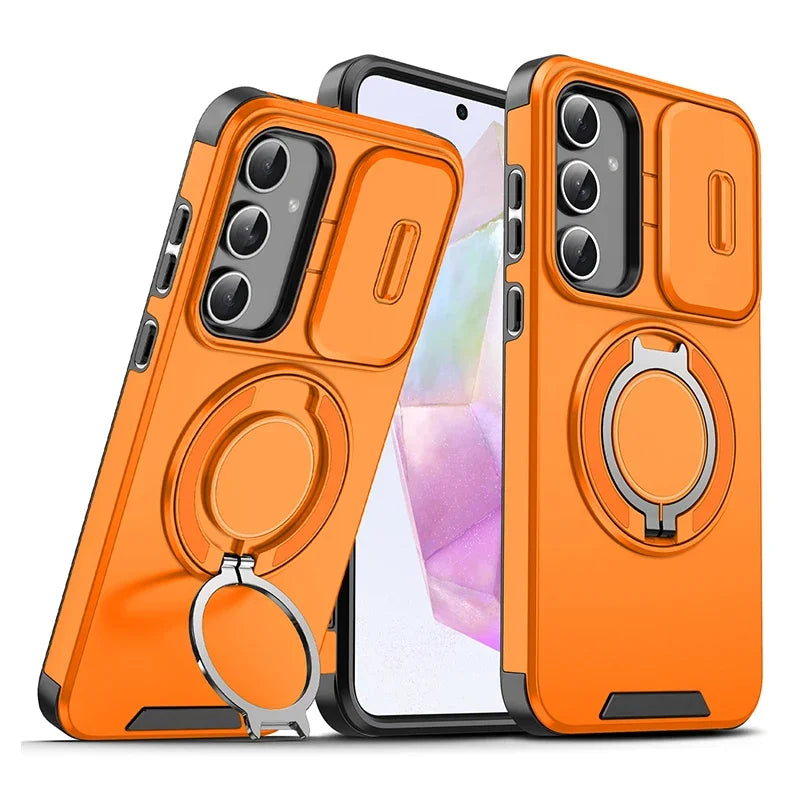 Case For Samsung Galaxy S26 S25 S24 S23 S22 S21 Ultra Plus S25 Edge S25FE S24FE Slide Camera Protect Magnetic holder Armor Cover