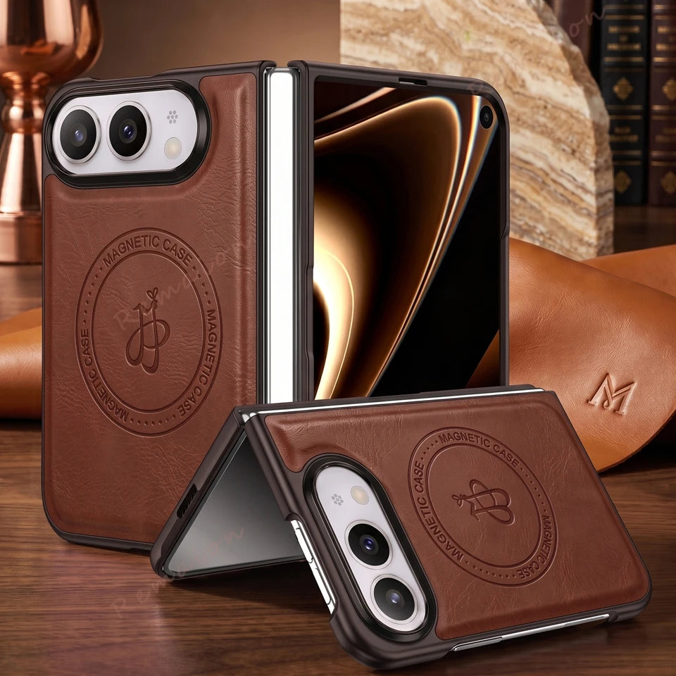 New 18 Fold Leather Magnetic Phone Case For iPhone Fold 18 DUO 18Fold Magsafe Luxury Ring Shockproof Protector Cover 18DUO