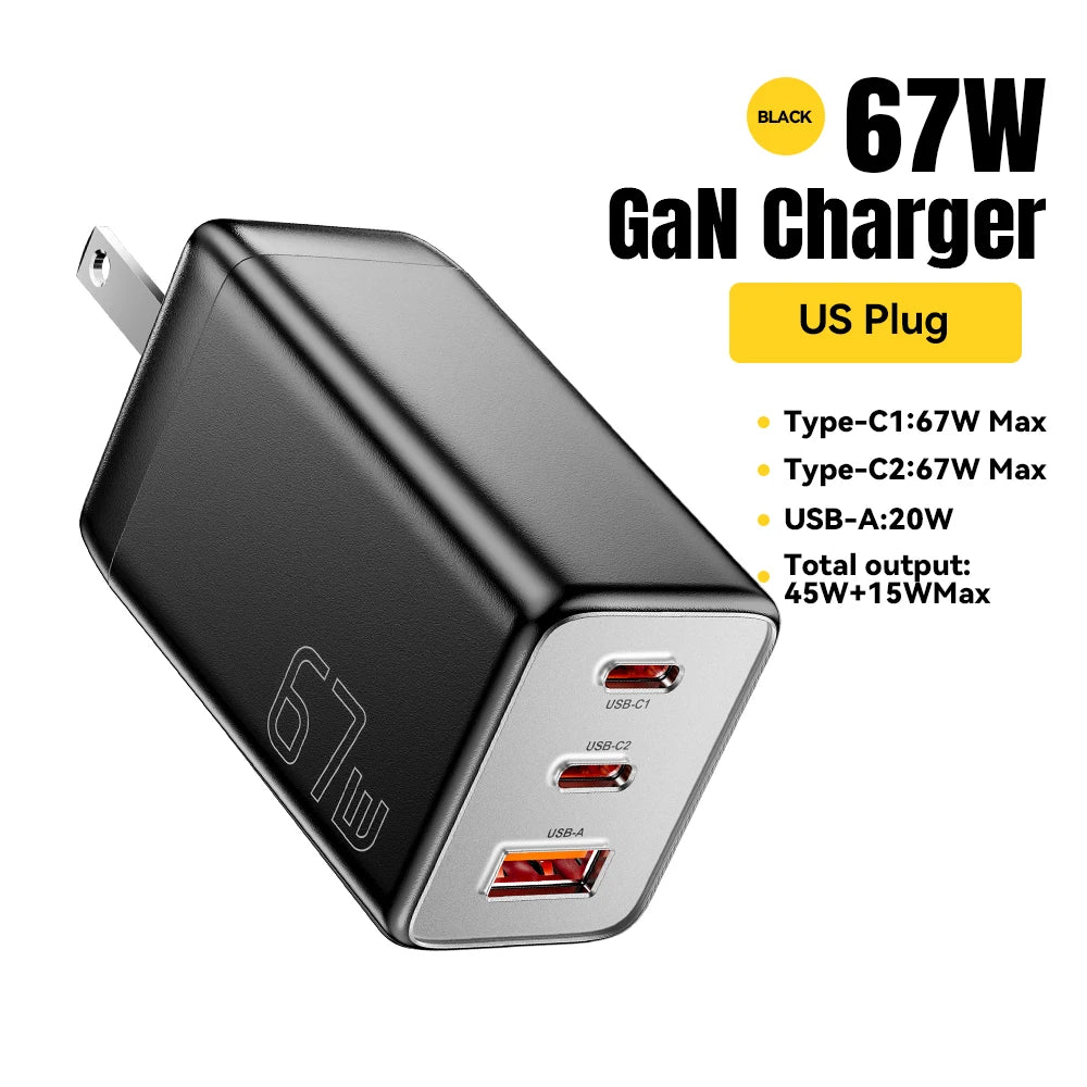 Essager 67W GaN USB Type C Charger PPS 65W Fast Charge For Samsung QC 4.0 PD 3.0 iPhone 15 14 13 Pro Huawei Phone Laptop Chagers