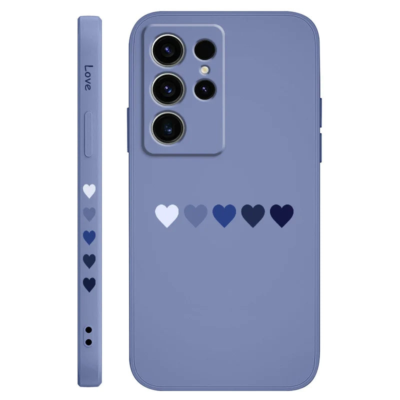 Gradient Heart Phone Case For Samsung Galaxy S25 S24 S23 S22 S21 S20 S10 S10E Ultra Plus FE Note 20 Ultra Plus Cover