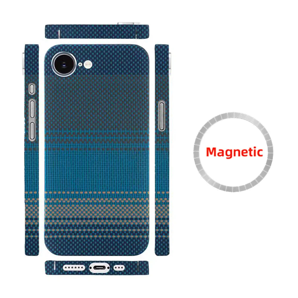 Amstar Magnetic Carbon Fiber Phone Case for iPhone 16e Magsafe Cover Luxury Kevlar Aramid Fiber Magnetic Cases