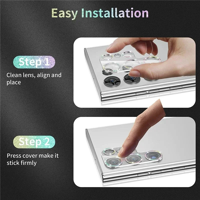 Bling Glitter Camera Lens Protector for Samsung Galaxy S22 S24 S25 Ultra S23 Plus S25Ultra S 25 S25+ Tempered Glass Full Cover