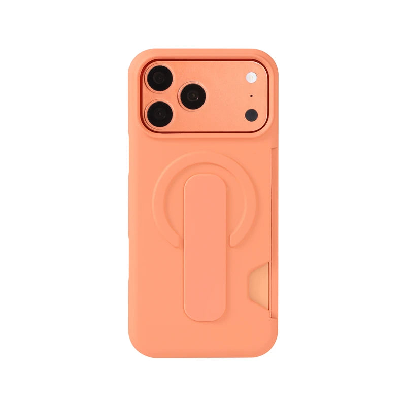 Soft Liquid Silicone Magnetic Case for Magsafe iPhone 17 16 15 14 13 Pro Max Strap Holder Card Slot Shockproof Cover
