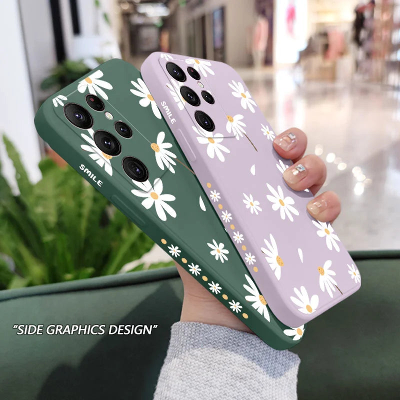Plain Daisies Phone Case For Samsung Galaxy S24 S23 S22 S21 S20 Ultra Plus FE S10 S9 S10E Note 20 Ultra 10 9 Plus Cover
