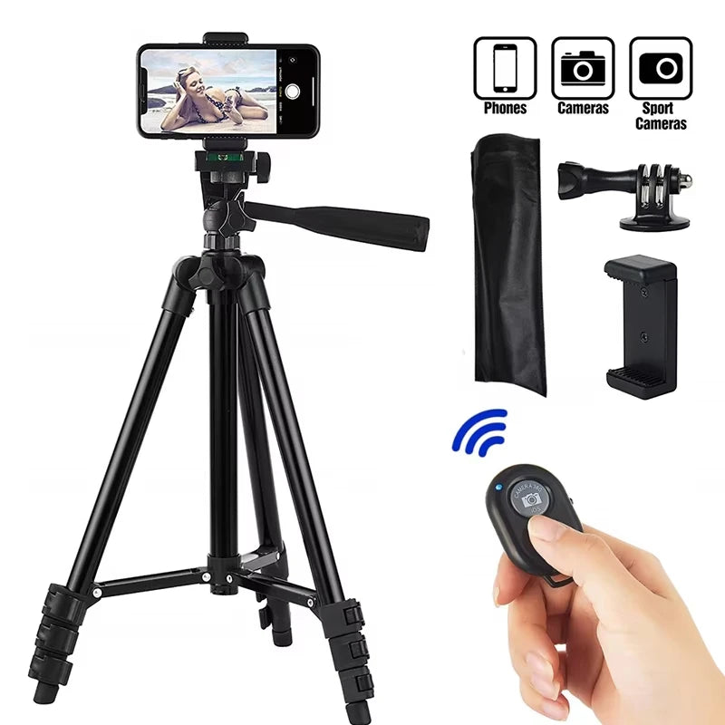 Phone Tripod Stand with Bluetooth Remote Aluminum Universal Camera Gopro Phone Photography Holder Recording Mobile Live Tripod