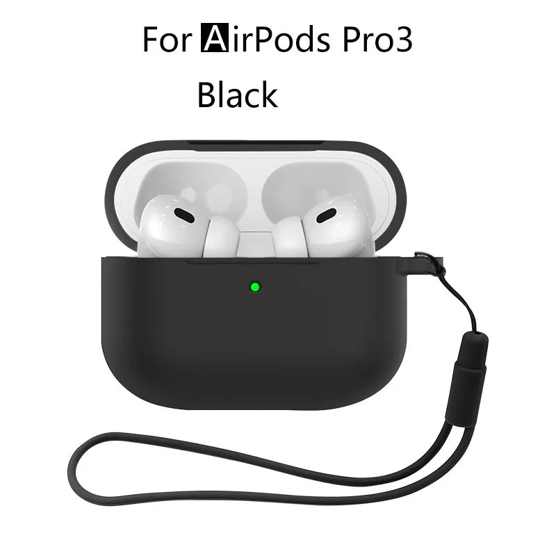 for AirPods Pro 3 2025 New Case Full Protective Soft Silicone Shockproof Case with Keychain for AirPods Pro 3 Case for Men Women