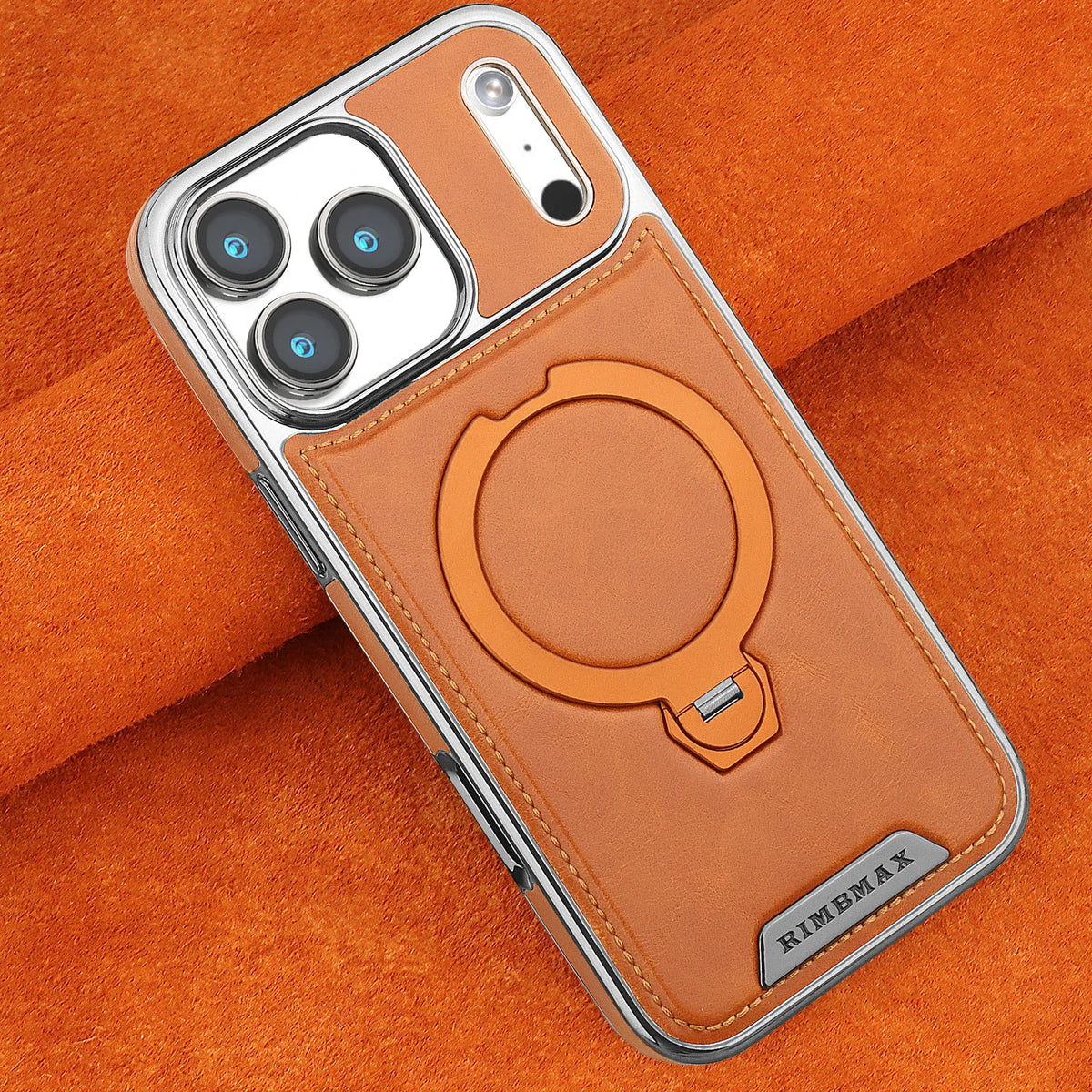 Magnetic Rotat Bracket Luxury Leather Phone Case For iPhone 12 13 14 15 16 17 18 Pro Max Plus Wireless Charging Shockproof Cover