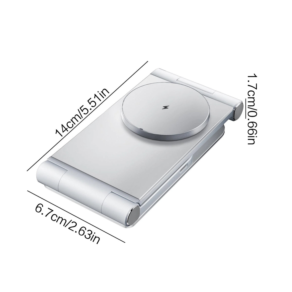 Magnetic Wireless Charging Station 3 in 1 Foldable - 15W Fast Charger Compatible with iPhone, Samsung, AirPods Pro, Aluminum Alloy Stand, Space-Saving for Home Office Travel Bedside Nightstand Desk, Easy to Carry