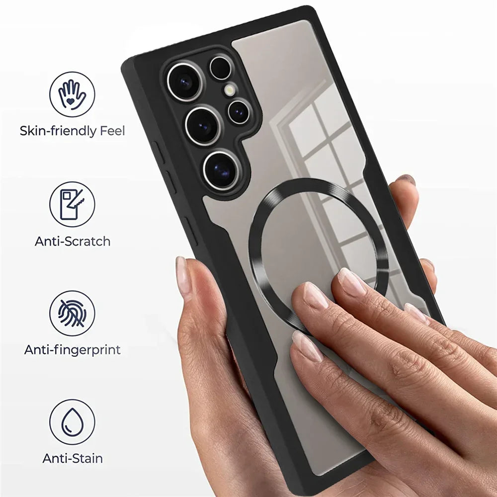 360° Full Shockproof Case for Samsung Galaxy S26 S25 S24 S23 S22 Ultra Plus FE Wireless Charging Transparent Cover