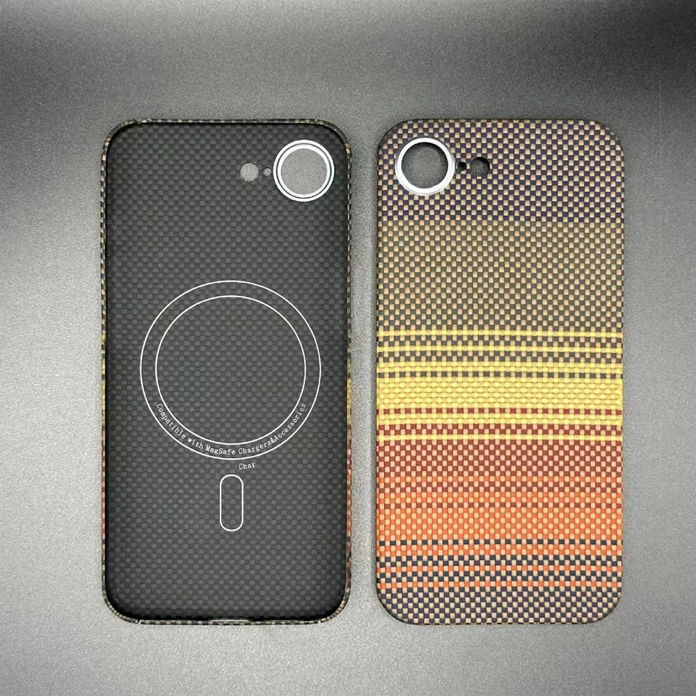 Amstar Magnetic Carbon Fiber Phone Case for iPhone 16e Magsafe Cover Luxury Kevlar Aramid Fiber Magnetic Cases